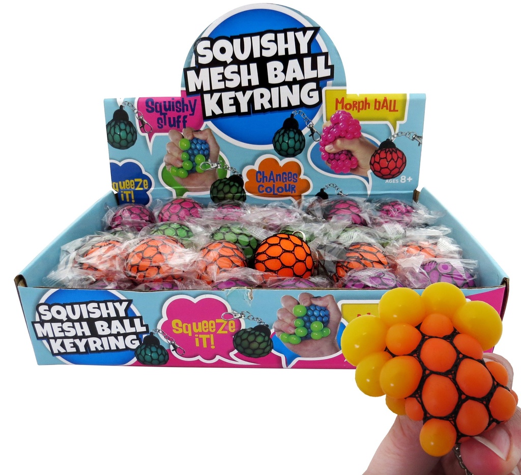 Squishy Mesh Ball Keyring 3.5cm (24 pcs)